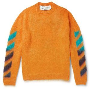 Off-White Logo Jacquard Mohair-Blend Sweater